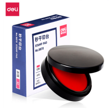 得力(deli)φ95mm圆形塑壳秒干印台印泥 办公用品 红色9870